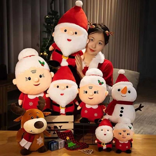 Stuffed Plush Animals 23-50CM Cute Santa Claus Snowman Elk Granny Plush Toys Christmas Decor Dolls Stuffed Children Toy Christmas Gift J2411