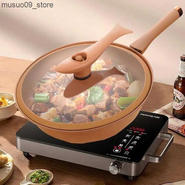 Outros utensílios de cozinha Cerâmica non stick wok chinês Clay Health Pot com tampa e vapor de energia para economia de energia multifuncio