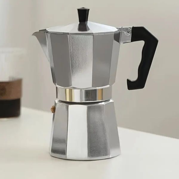 Italian Aluminum Mocha Pot Hand Brewed Coffee European Coffee Utensil Octagonal Mocha Coffee Pot