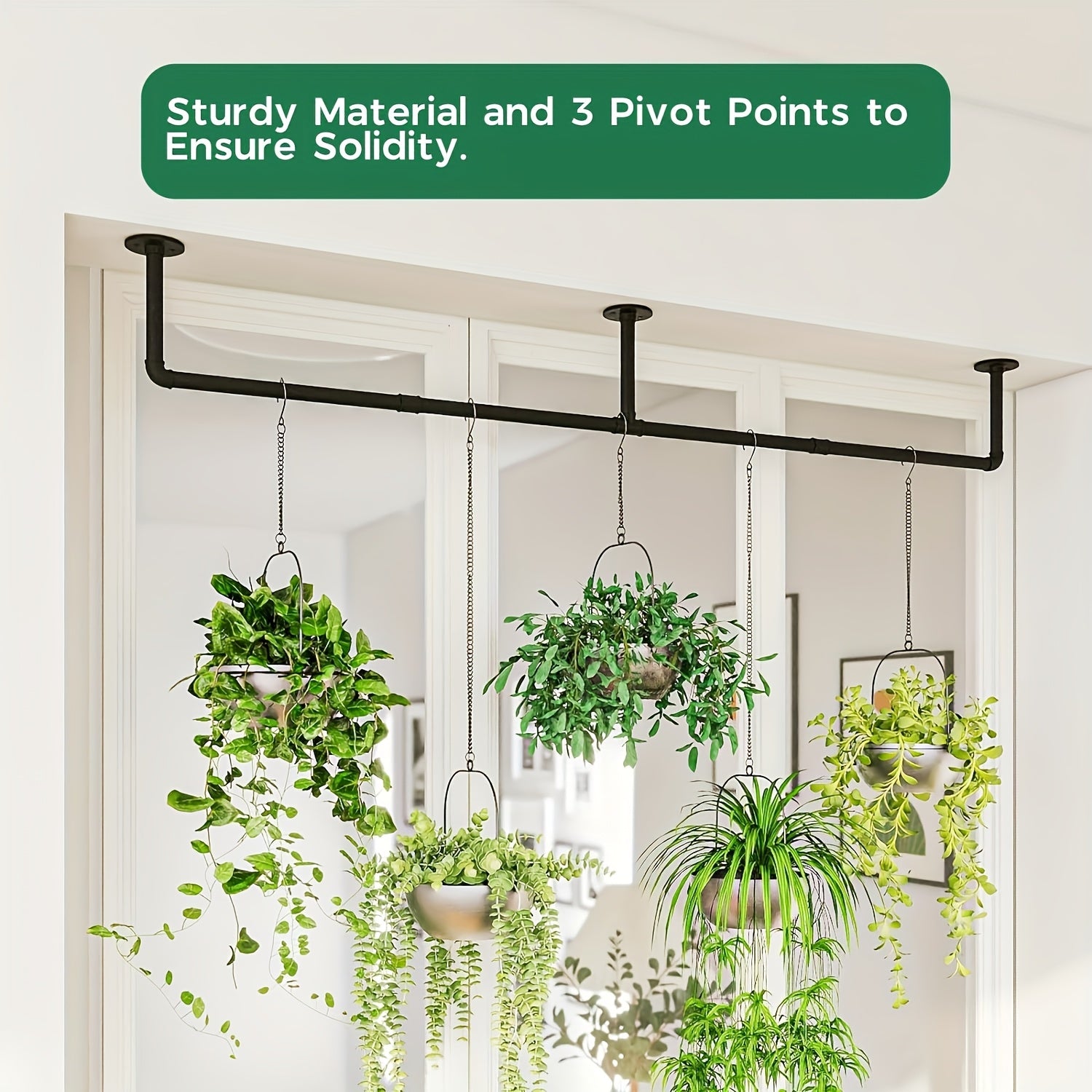 TEMU 1pc 72.05 X 10.63 Inch Plant Hanging Rod With 3 Hooks Metal Plant Hanger Indoor Hanging Plant Holder Window Plant Shelves Hanging Planters Wall
