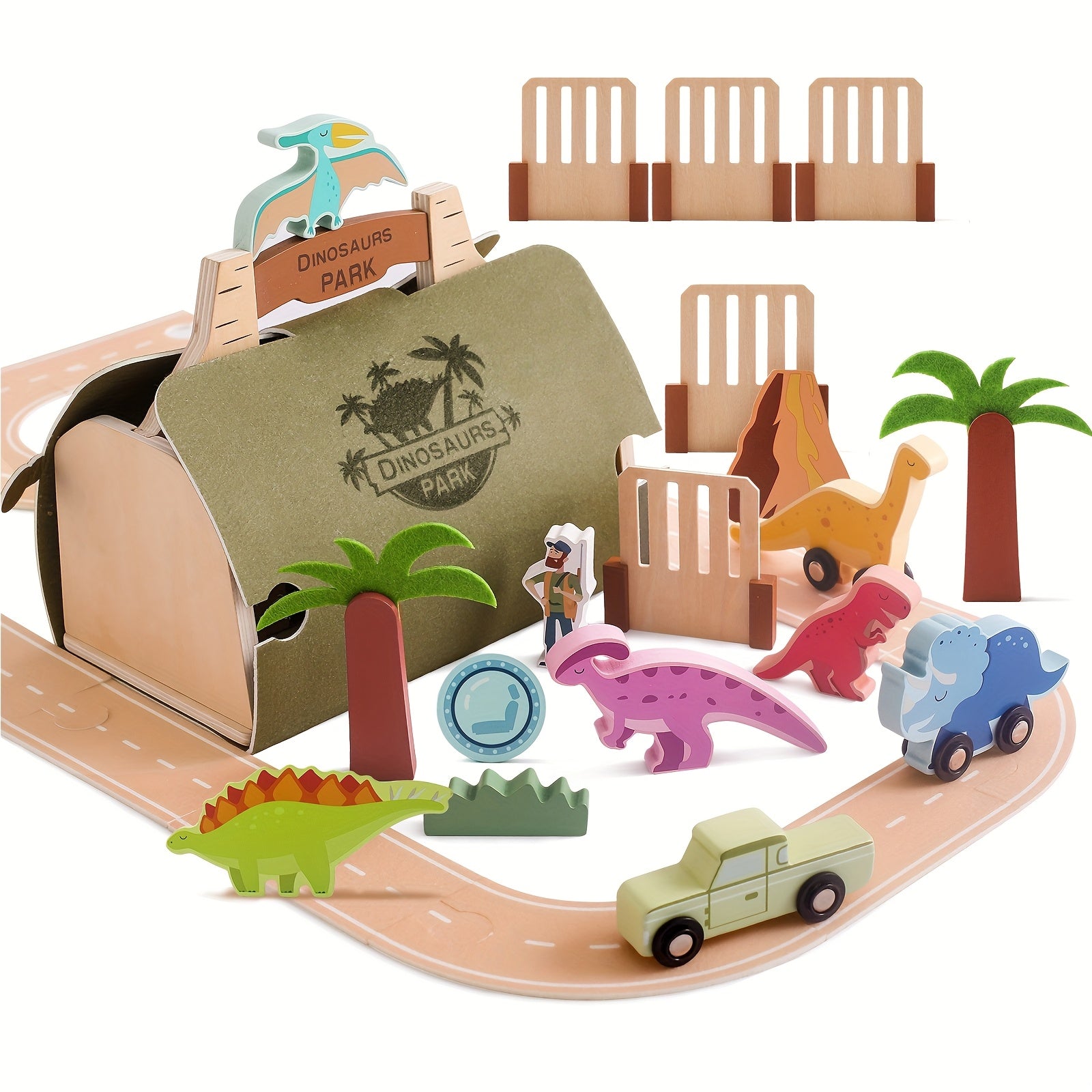 TEMU Track Toys, Wooden Set, Dinosaur Car Train Track Puzzle Outdoor Game Set, Birthday Gifts For Young Boys And Girls, Halloween And Christmas Gifts