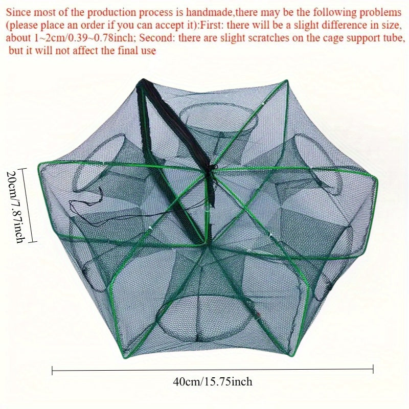 TEMU 2025 New Foldable Fishing Cage Trap - High-quality Polyamide (pa) Material, Mixed Colors, For Catching Fish, Shrimp, Eel, Lobster - For Outdoor