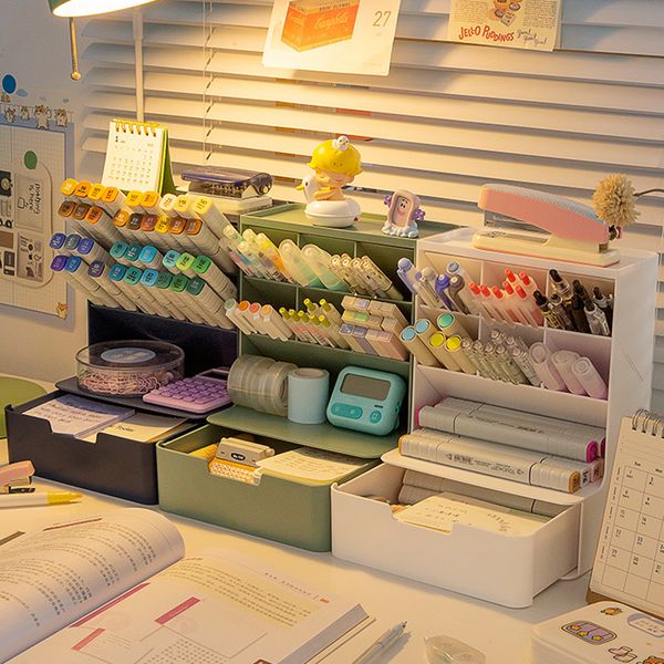 Pencil Cases Oblique Pen Holder Storage Box Student Children Girl Makeup Brush Bucket Office Desktop Stationery Organizer 230705