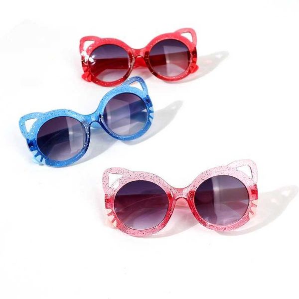 2024 Sumer New Childrens Cat Sunglasses Baby Sun Glasses UV Resistant Eyewear Cute Girls Fashionable sunshade GlassesXJ250110