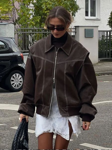 Vintage Casual Womens Jacket Coat Loose Turndown Collar Short Jackets Women Solid Color Outerwear Autumn Female Jackets 240808