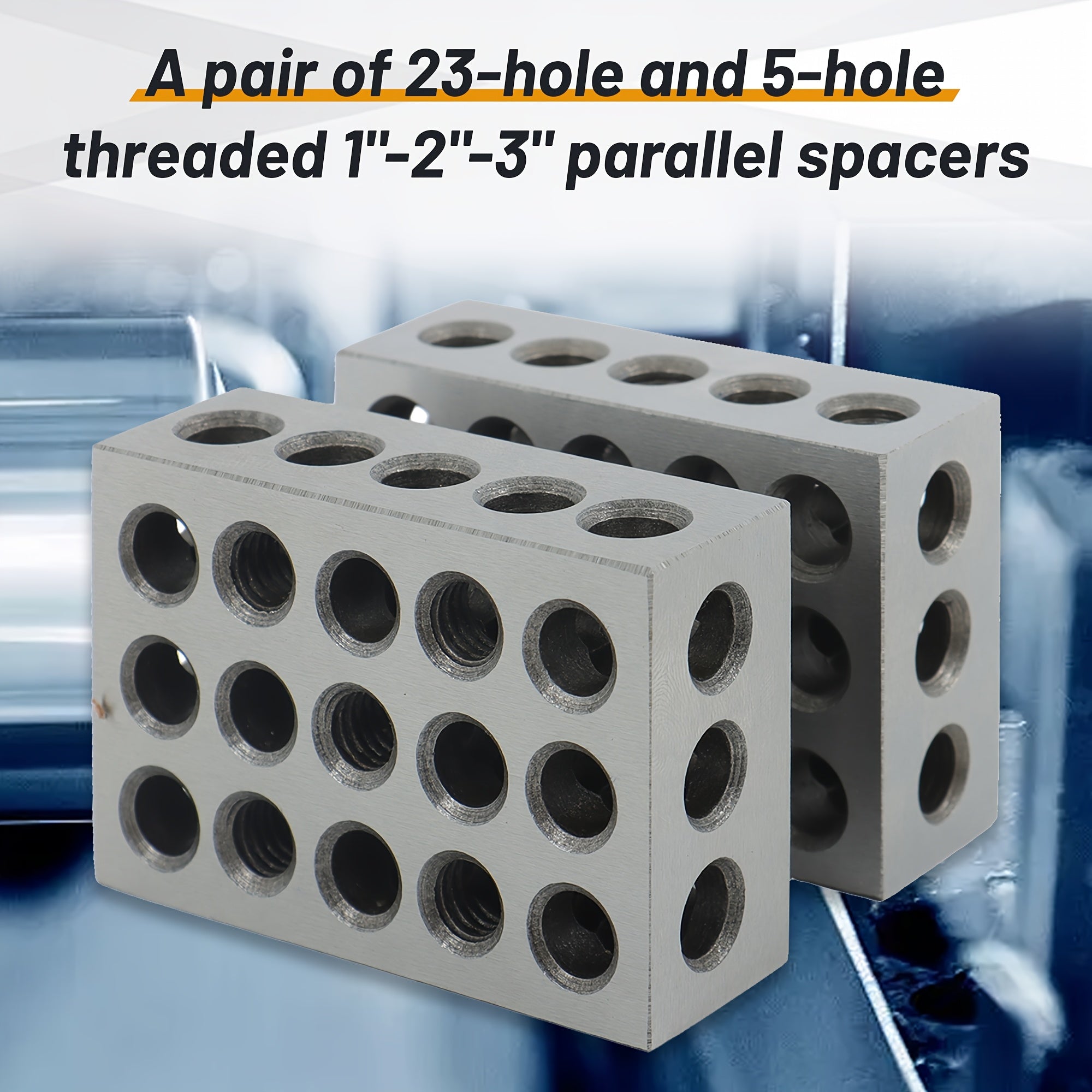 TEMU 1 X 2 X 3 Inch Blocks Pair 23 Holes Hardened Steel Hrc 57-62 123 Precision Machinist Set Up Blocks, Workshop Equipment, Precision Measurement, ,