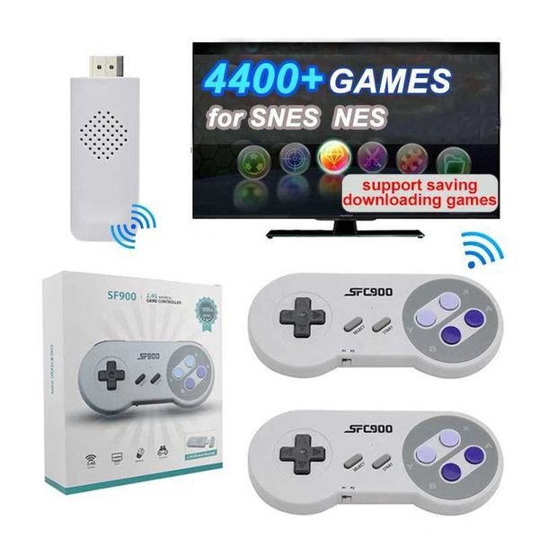 SF900 Game Stick Retro 4K HD Output Video Game Console Built-in 4400 Games for SNES NES Wireless Controller 16 Bit Game Player Z241029