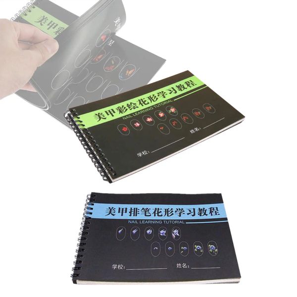 Nail Art Practice Template Learning Paper Book- Nails Art Painting Lines Sticker Manicure Tool Training Cards- for Beginner