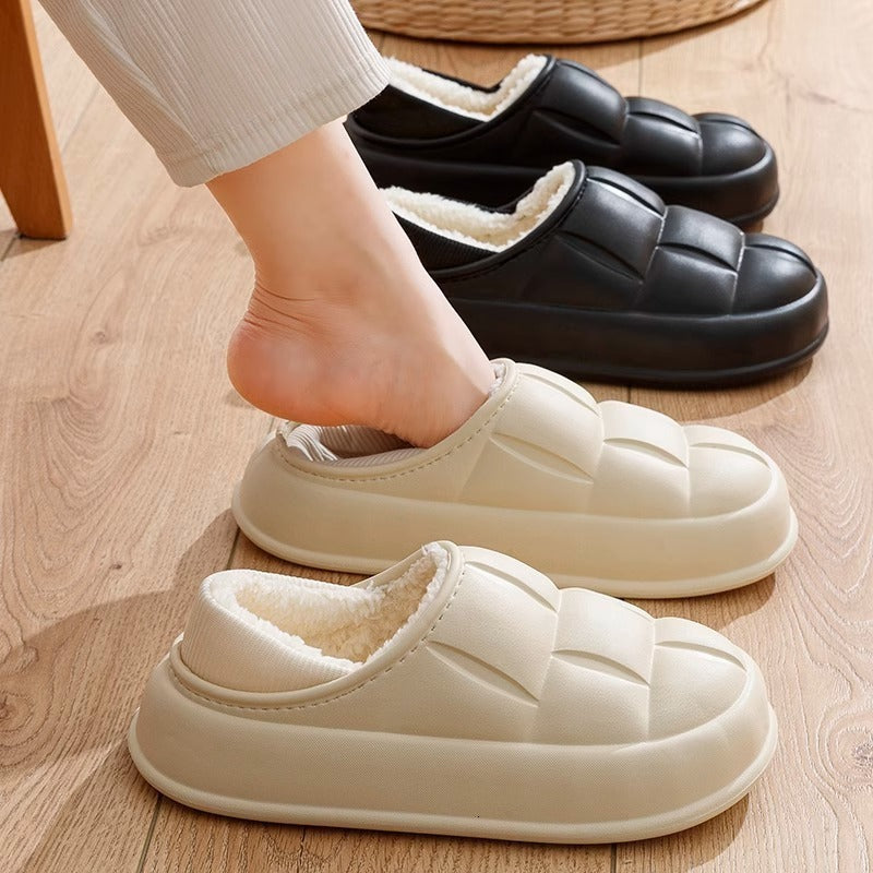 Neutral EVA slippers indoor sandals warm home shoes solid color waterproof soft thick sole fun womens dual-use 240914