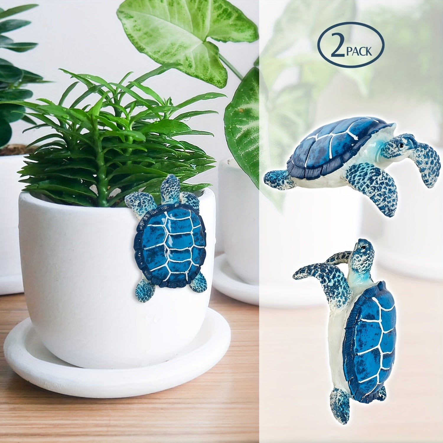 TEMU 2-pack Sea Turtle Flower Pot Decorations For Ideal Indoor Outdoor Decor, Plant Decorations For Pots, Planter Hanging Ornament For Living Room,
