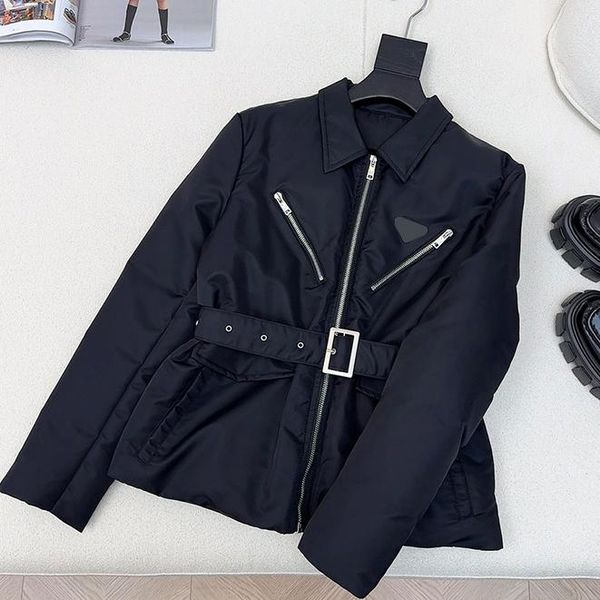 Designer Womens Down coat jacket Parkas short style warm Fashionable waist cinching Wear a belt