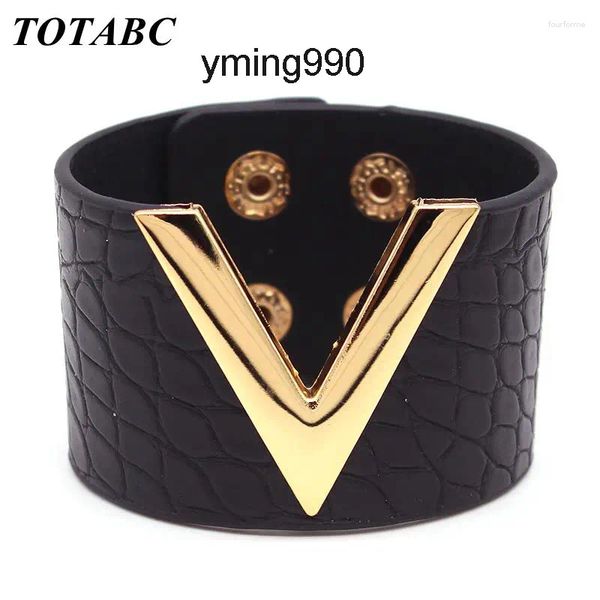 Bracelets de charme Europa Crack Leather Leather para mulheres femme All-Match V Word Wide Punk Style Jewellery Soft Chread Wholesale LVBRAC