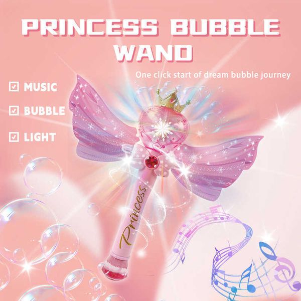 Sand Play Water Fun Childrens Bubble Blowing Toy Peach Heart Bubble Stick Girls Magic Stick Fully Automatic with Music Luminous Bubble Machi