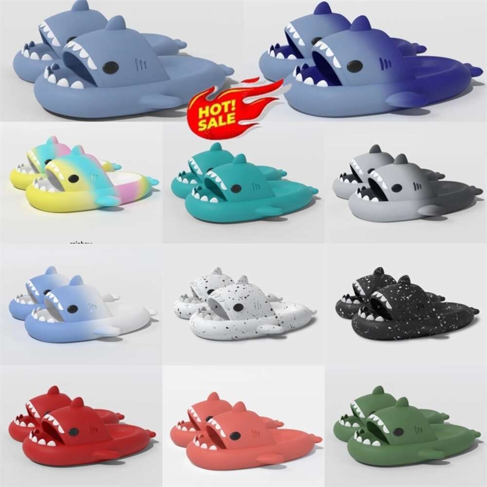 new designer shoes woman sandal Summer Shark Slippers Men Couples Indoor Outdoor Shark Slides Thick Soled Shoes Kids flat sandals Gradient Flip Flop