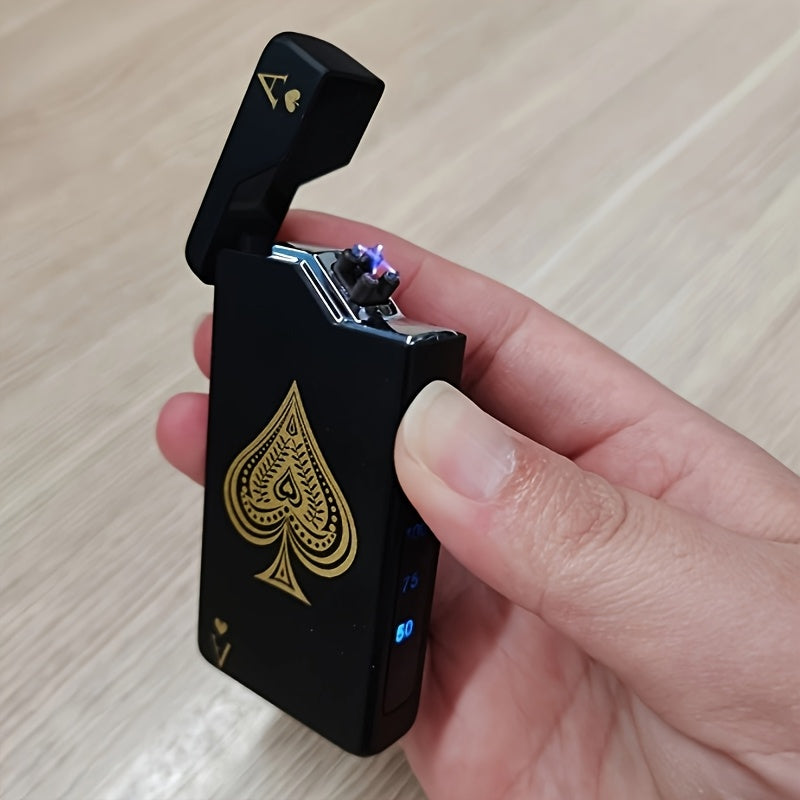 TEMU Windproof Flameless Electric Lighter Usb Rechargeable Dual Arc Plasma Lighter, Pocket Metal Lighters With Led Battery For Candles, Camping