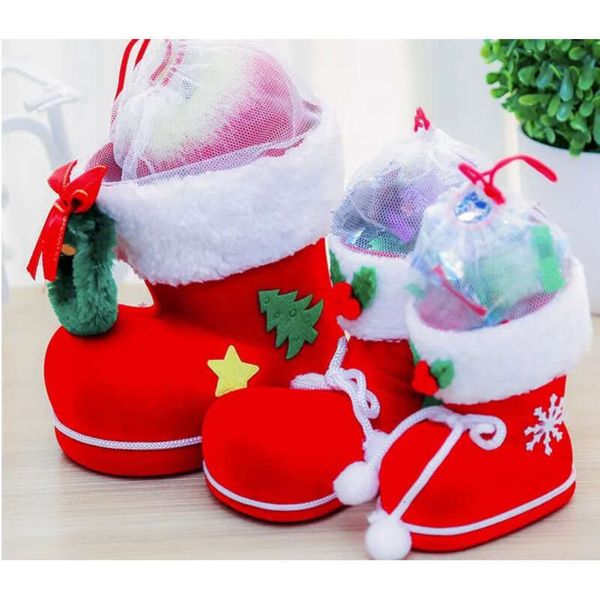 Christmas Candy Bag Drawstring Cute Boot Present Bags Holiday Treat Bags for Party Decoration Supplies