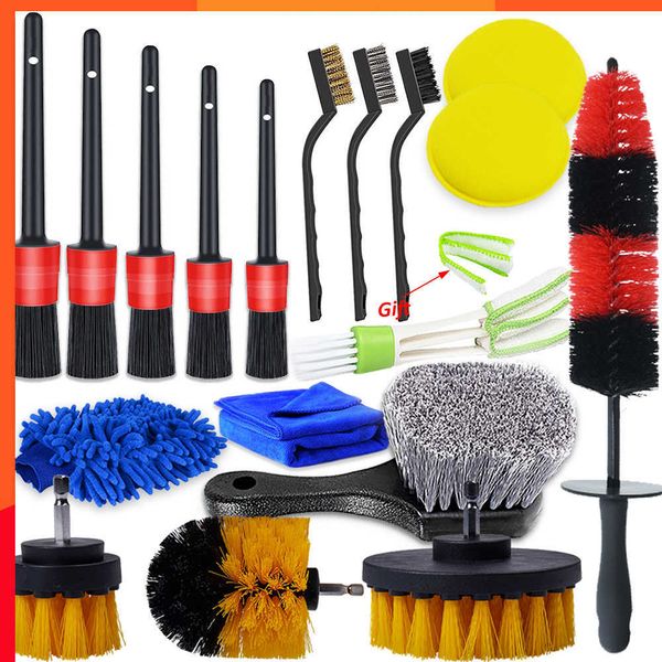 New Detaig Drill Brushes Tire Rim Detail Set For Auto Interior Exterior Cleaning Car Dry Wash Brush