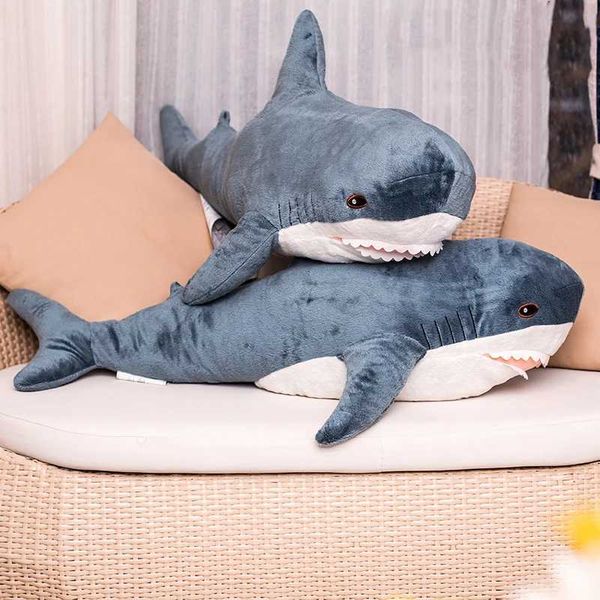 30-45-60-80CM Popular Shark Plush Toys Simulation Shark Dolls Stuffed Soft Animal Reading Pillow Cushion for Baby Kids Y240817
