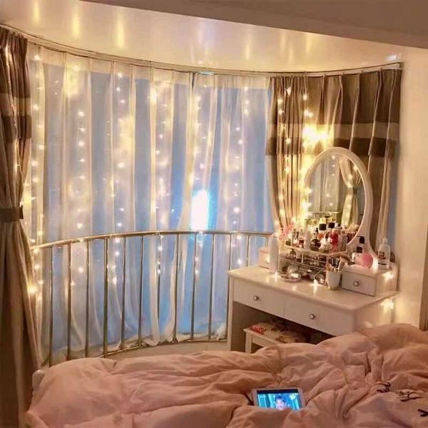 3-4-6M USB Curtain Fairy Light String Christmas Decoration Garland Wedding Party Holiday Halloween Home Bedroom 8 Mode LED Light Y240808