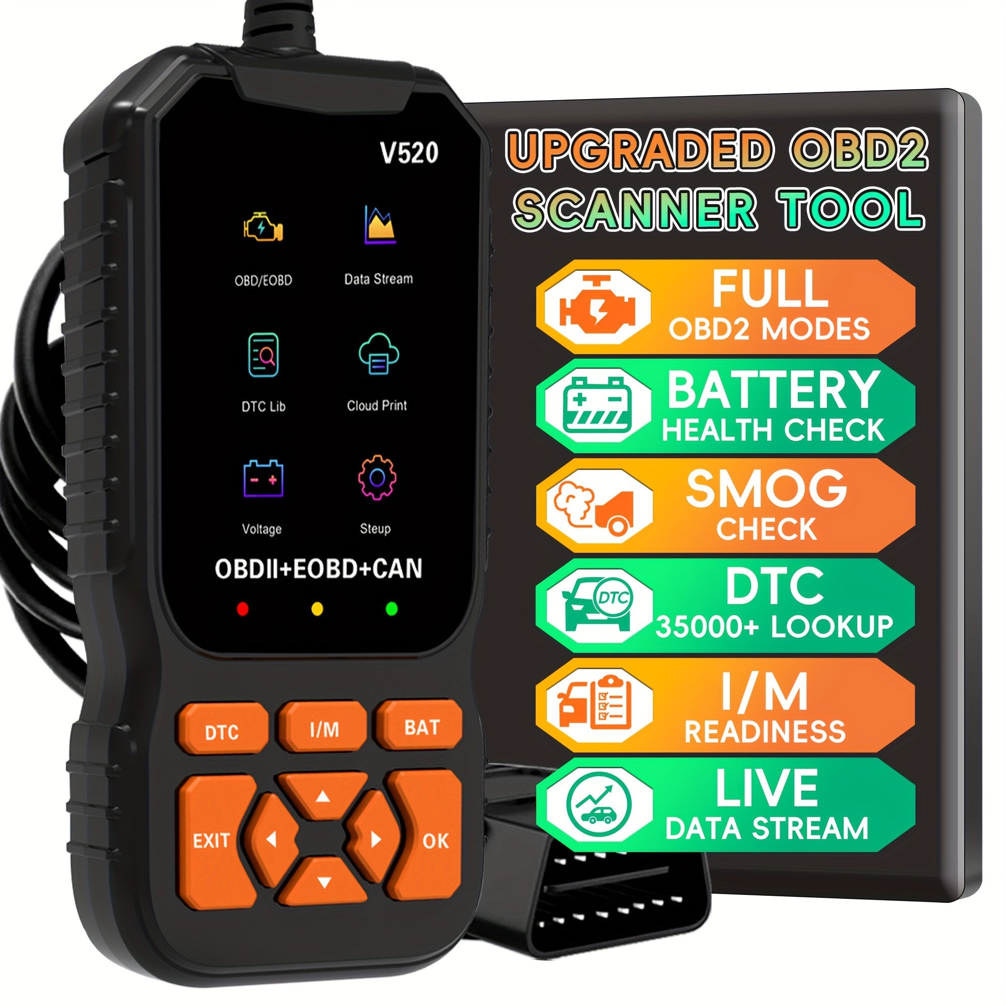 TEMU Professional Scanner Diagnostic Tool, Engine Code Reader With Reset, 35, 901 Dtc Cloud -m Readiness Obdii-eobd Car Diagnostic Scan Tools For