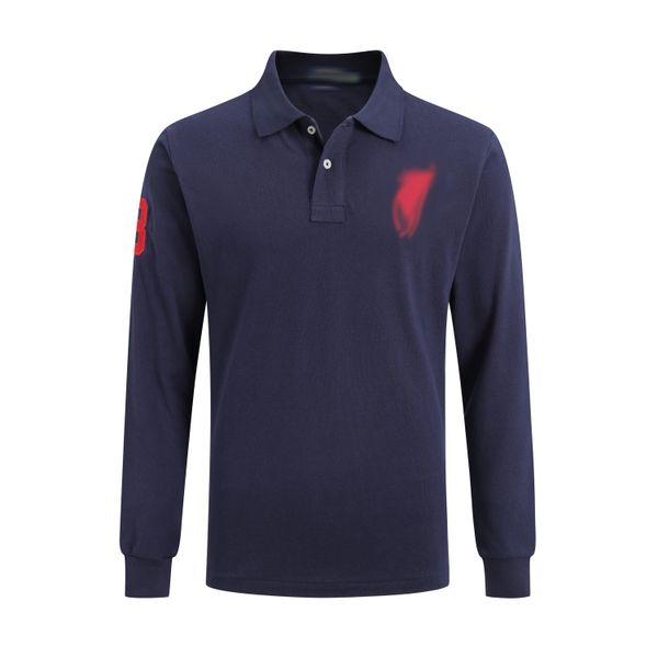 Mens Polos Shirts Big Horse Autumn Long Sleeve Casual Fashion Long Polo Shirts