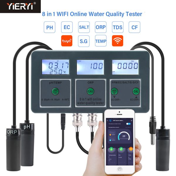 PH Meters WiFi Tuya Smart PH Meter Data Logger Temp TDS Salinity S.G. EC ORP Water Tester Monitor Analyzer for Aquariums Pool Hydroponics 23