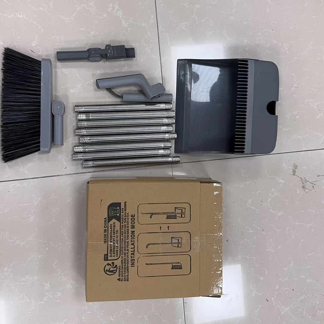 TEMU 3-in-1 Foldable Broom Mop Broom Combination Set, Home Cleaning Tool Set, Cleaning, Flexible Design, Removal, A For Home And Office Cleaning,