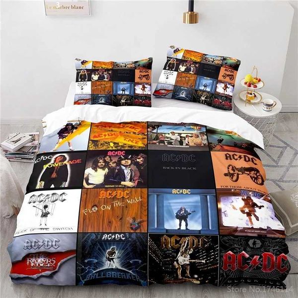 AC DC Rock Band 3D Print Bedding Set Soft Duvet Cover Set Quilt Cover Pillowcase Set Home Textile Bedclothes for Kids Adult BoysY240817