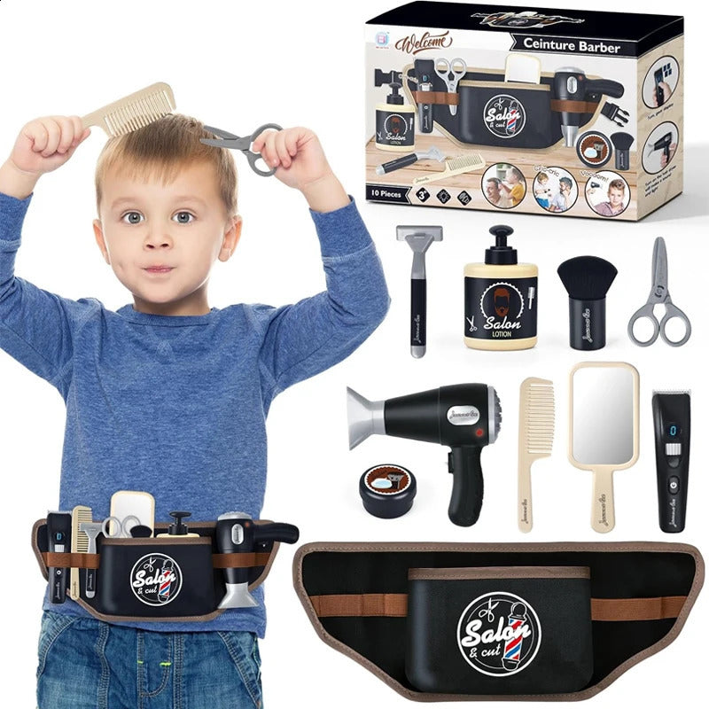 Barber Shop Pretend Play Toy Haircut Barber Set Toy Hair Salon Play Set Kids Shaving Kit Birthday Gifts for Boys 3 Year Old 250920