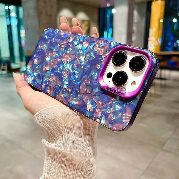Cell Phone Cases New Luxury Glitter Dream Shell Marble Soft Phone Case For iPhone 15 14 Plus 13 12 11 Pro Max Conch Pattern Hard Back Cover