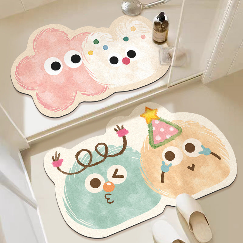 Cartoon Bathroom Floor Mats Absorbent and Dirt-resistant Fun Bathroom Door Quick-drying Floor Mats Toilet Anti-slip Mat