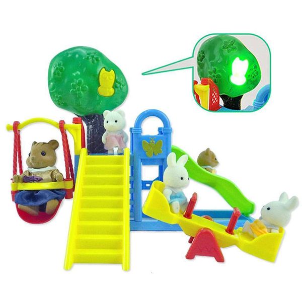 Tools Workshop Forest Family Playground 1 12 Brown Bear Rabbit Panda Dollhouse Miniature Scene Slide Seesaw Swing Doll House Girl Toy Gift 2