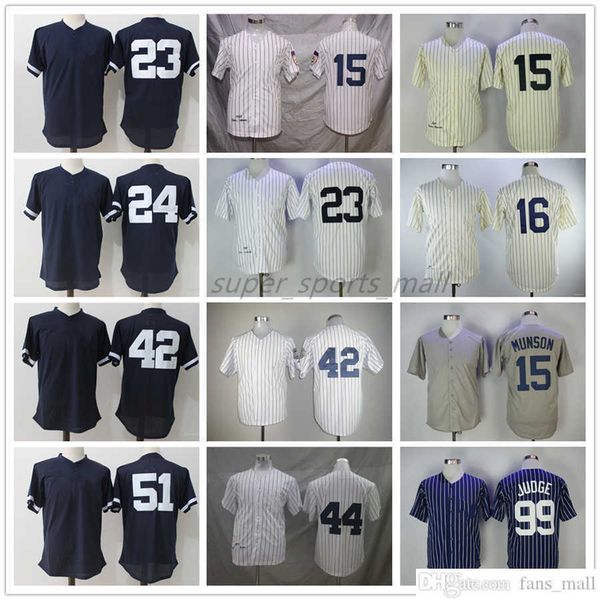 1938 Throwback Baseball Jersey Vintage 15 Thurman Munson 16 Biege 1951 23 Don Mattingly Gary Sanchez Mariano Rivera Reggie Jackson Bernie Wi