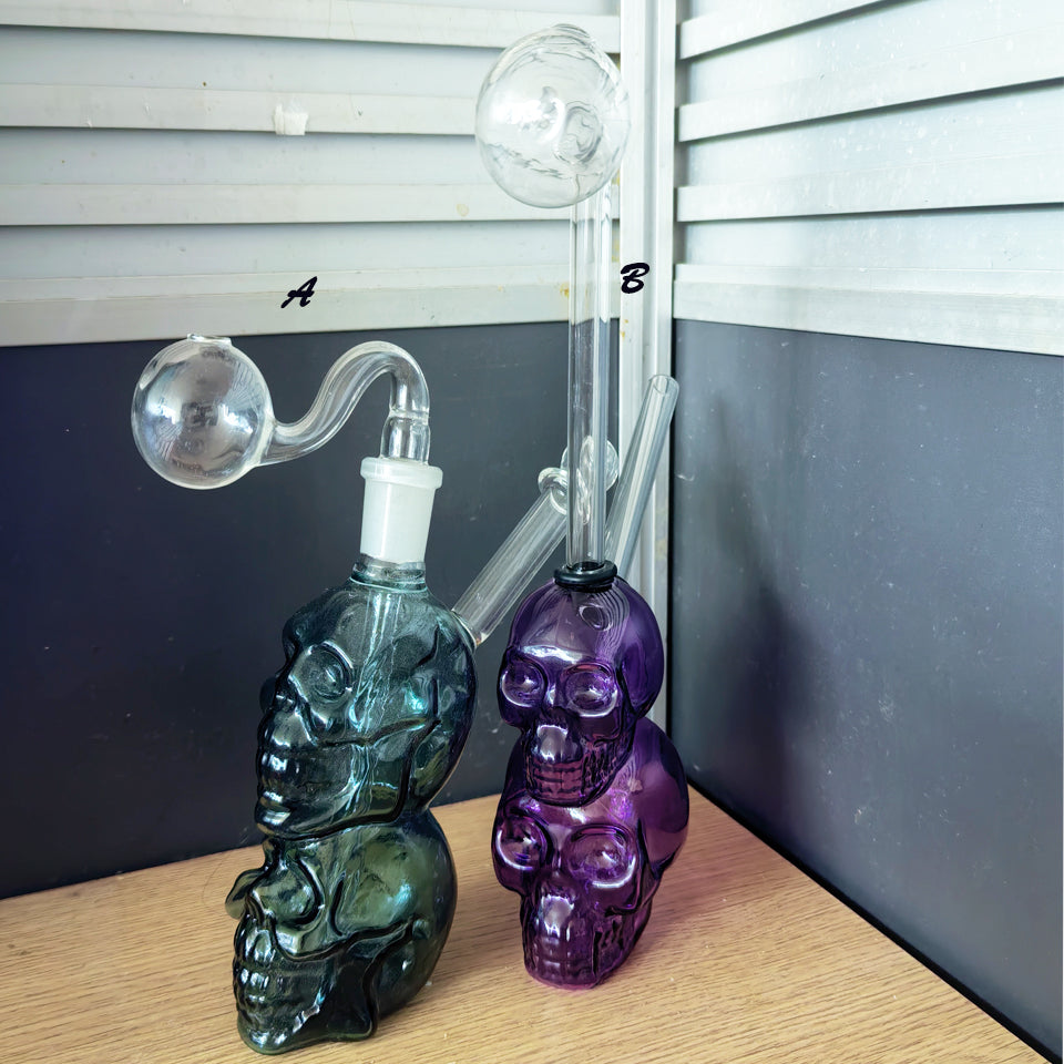 Skull Glass Bubbler 14mm Glass Banger Smoking Glass Water Pipes Hookahs Bong Dab Accessories 2PCS