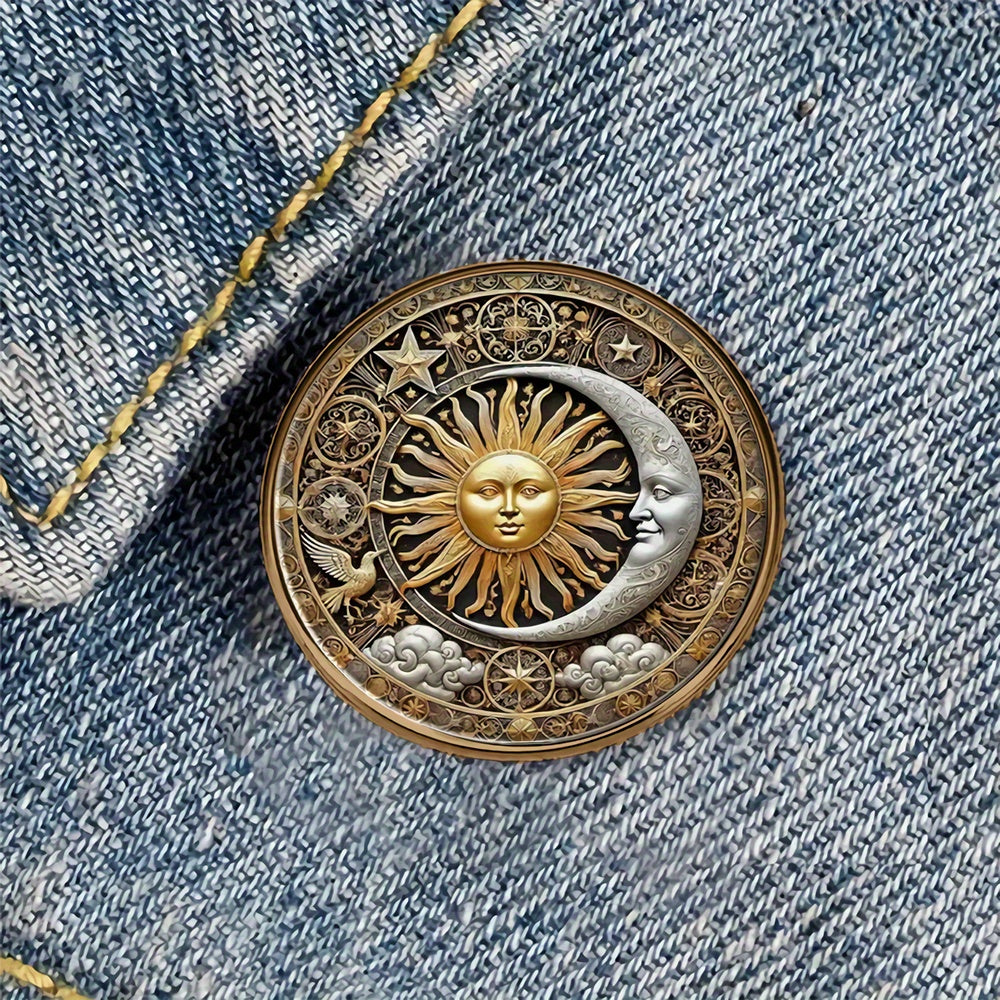 TEMU 1 Embossed Alloy Resin Round Brooch Badge For Backpacks, Hats, Clothes, Shoes And Boots