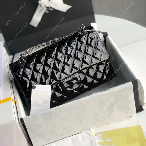 Designer bag black bag chain bag high quality designer crossbody bag luxury handbag 25cm 30cm Patent Leather Diamond Lattice mirror quality