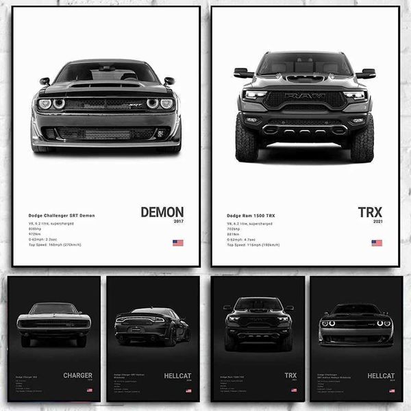 Dodge Challenger Srt Hellcat Redeye Poster Impressão Canvas Sports Photography Art Art Modern Office Living Decoration W250107