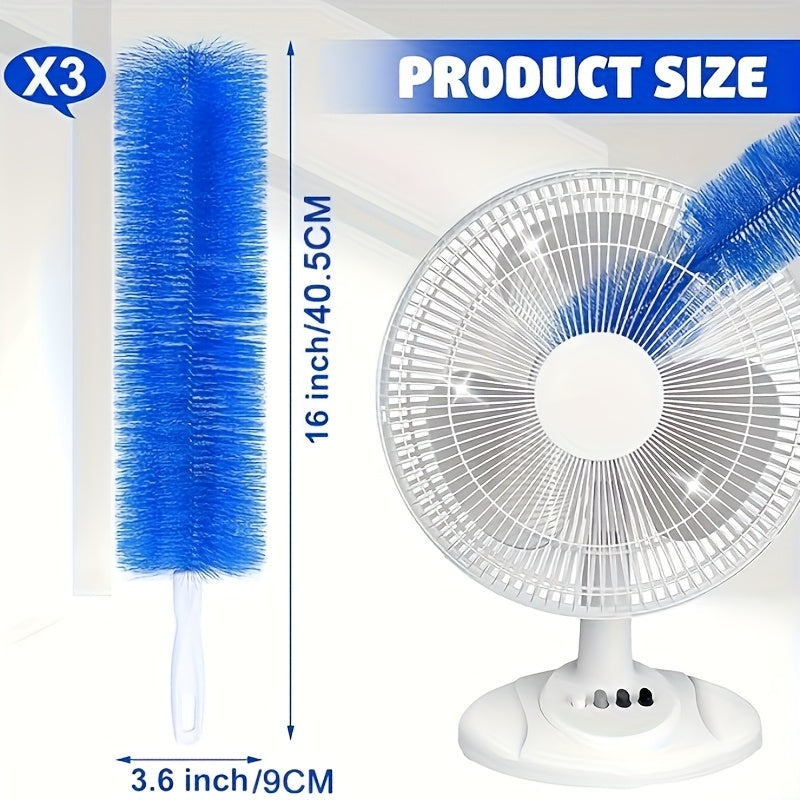 TEMU 3pcs Long Multi-functional Fan Cleaning Brush, Durable And Flexible, Suitable For Fans, Air Conditioners, Shutters, Window And Door Recessed, No