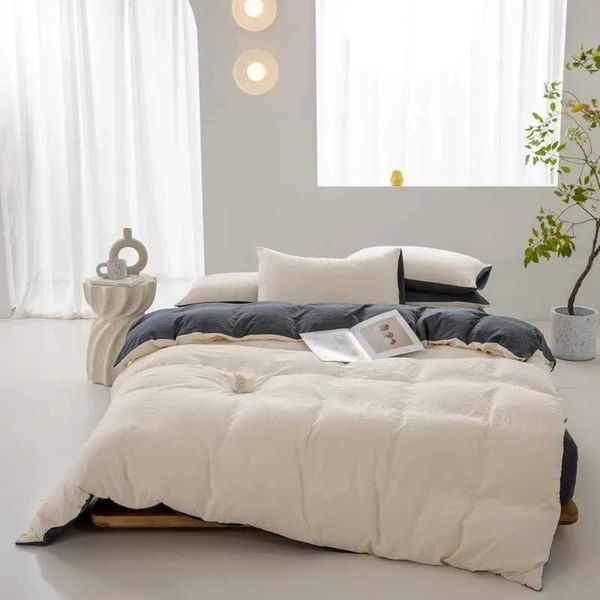 Bedding Set Washed Cotton Bed Linen Sets Soft Bedclothes Double Side Design Duvet Cover Pillowcase with BedsheetM240816