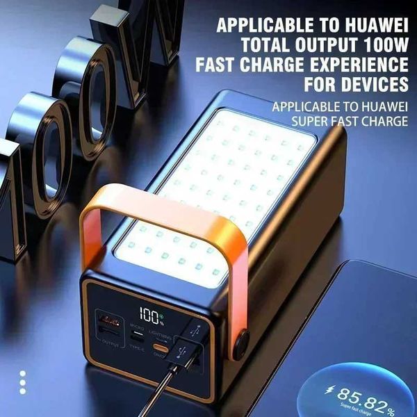 Cell Phone Power Banks Power Bank 200000mAh High Capacity 66W Fast Charger Powerbank for iPhone Laptop Batterie Externe LED Camping Light Fl