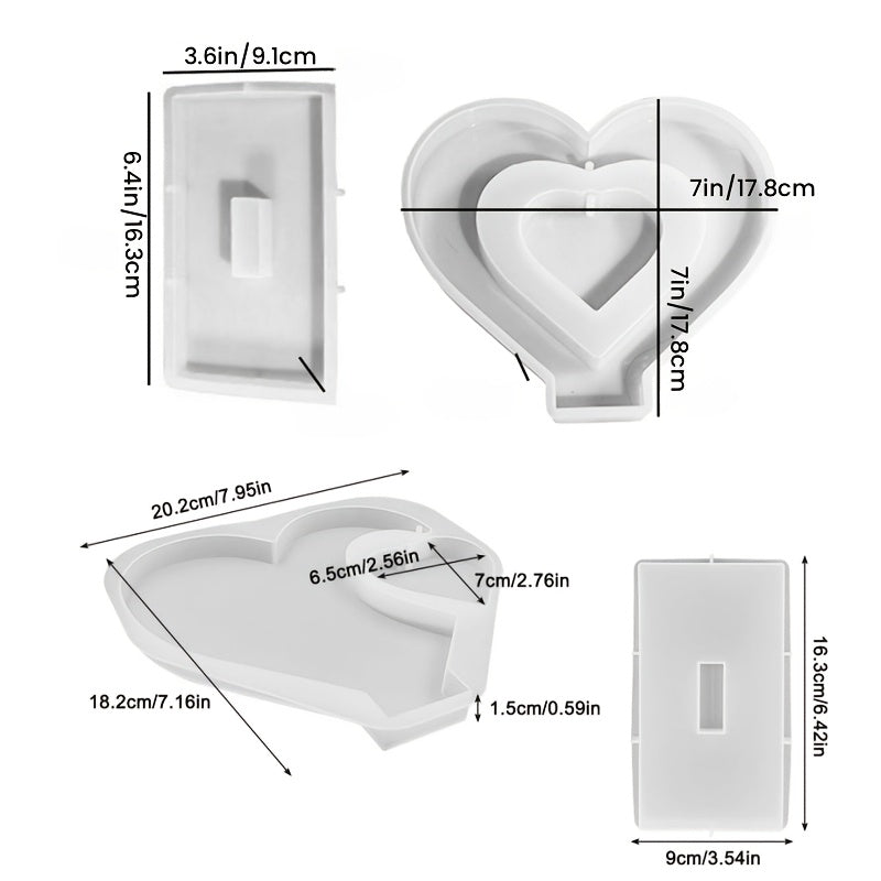TEMU 2 Set 3d Photo Frame Resin Molds, Heart Shape Silicone Molds For Resin, Diy Picture Frame Epoxy Resin Moulds Art Craft For Wedding Home Decor