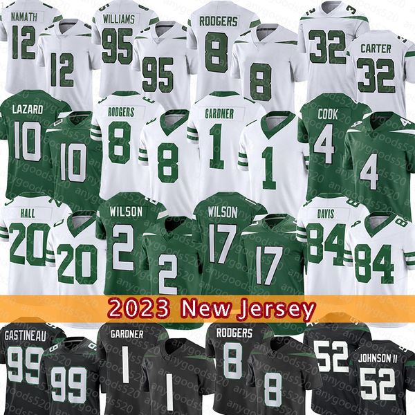 8 Aaron Rodgers Football Jerseys Ahmad Sauce Gardner Corey Davis Zach Wilson Garrett Wilson Quinnen Williams Allen Lazard Dalvin Cook Breece