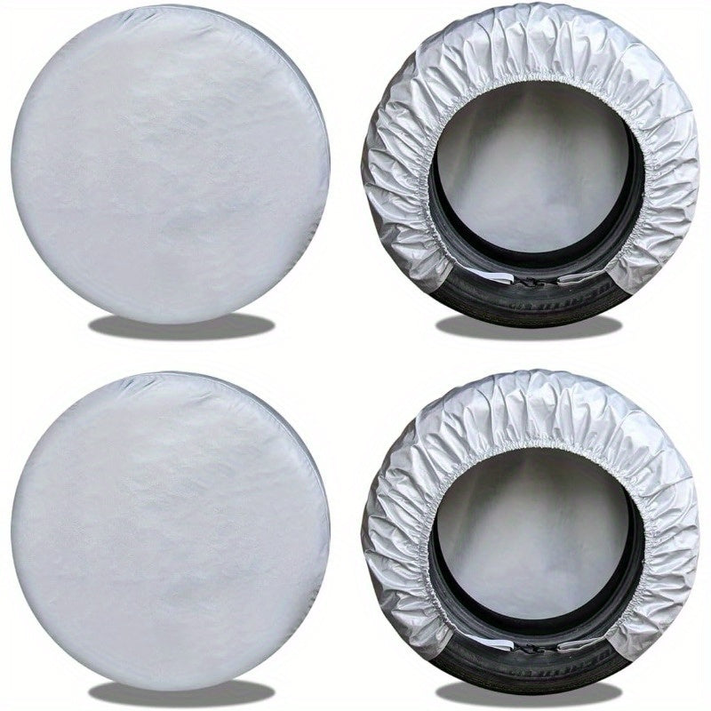 TEMU 4pcs Tire Cover For Travel Trailers, Camping Vehicles, Suvs, Rvs, Tire Covers, Heat Insulation, Rain And Snow Protectors Suitable For 27-29 Inch