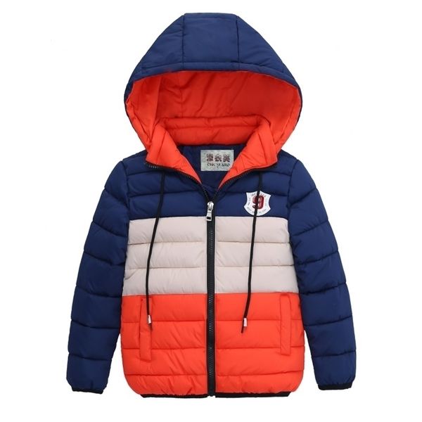 Vest Jackets 4-8 Years Old Winter Thick Warm Hooded Boys Jacket Fashion Striped Zipper Down Outerwear For s Children Birthday Present 220928