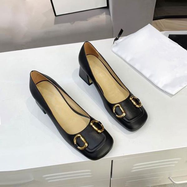 Sandal designer high heel women&#039;s shoes fashion office single shoe leather one step metal decoration comfortable professional beautiful