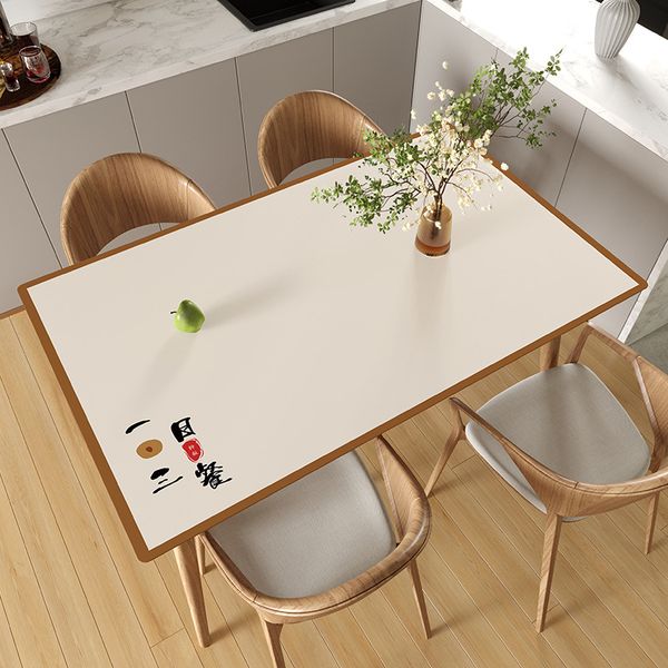 A784 Elegant Rectangular Leather Tablemat - Durable Chinese Theme Tablecloth for Dining Room and Coffeetable Use