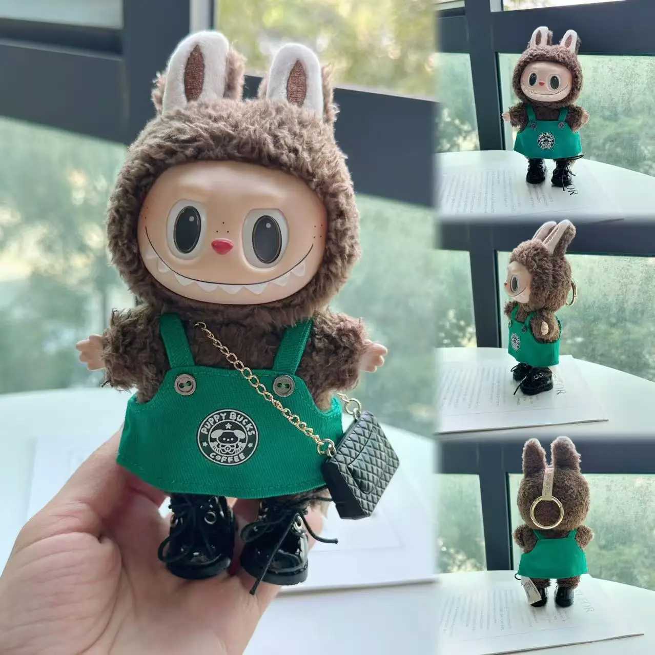 Labubu 17cm Dolls Clothes The Monsters Outfit Accessories Clothing Green Coffee Dress Shoes Christmas Hat Scarf EE19A Z250516
