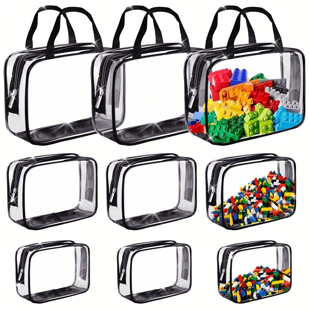 TEMU 9-6pcs Transparent Toy Storage Bag, Toy Organization And Storage, Reusable Pvc Board Game Storage Bag, With Zipper Travel Organizer Suitable For