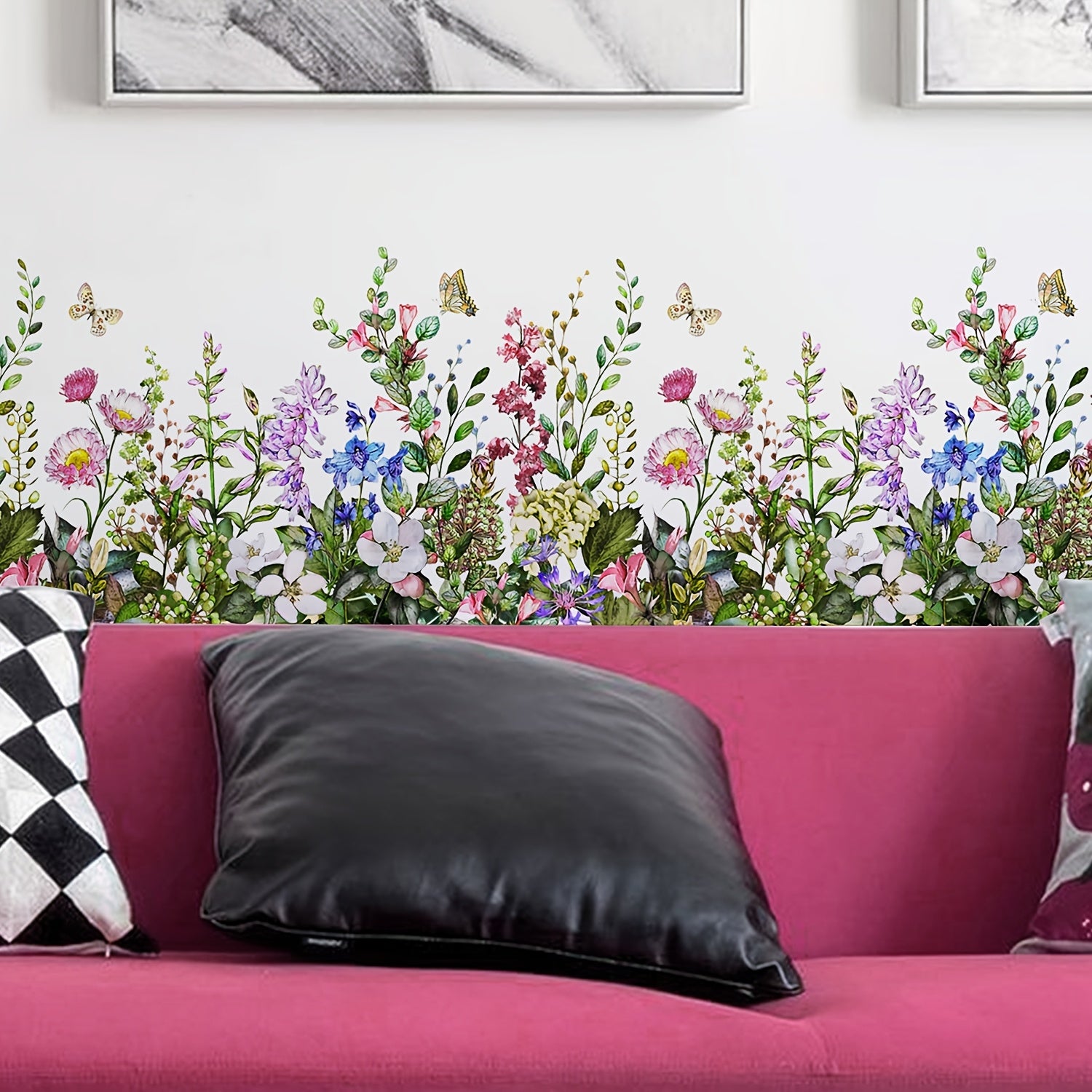 TEMU 2pcs Wall Decals, Vibrant & Vinyl Stickers For , Staircase, Hallway, Living Room, Sofa Baseboard Decoration - Modern, Detachable, Glossy Finish,