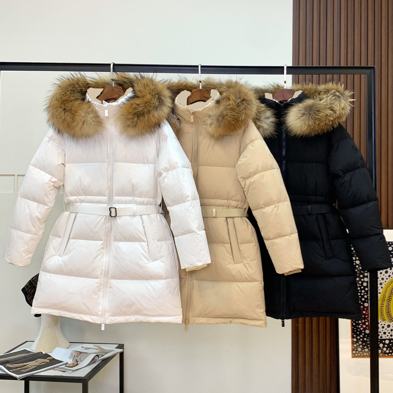 Womens Luxury Mid Long Down Coat Stylish Slim Fit Lightweight Warm Fashion Puffer Jacket Premium Quality White Goose Down Elegant Outerwear